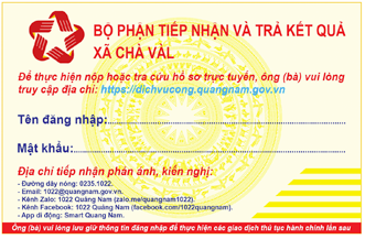 Tiếp nhận và trả kết quả xã Chà Vàl